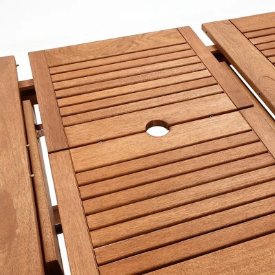 LuxenHome Carmel Solid Wood Extendable Outdoor Dining Table Brown 9 LuxenHome Carmel Solid Wood Extendable Outdoor Dining Table Brown - Image 9