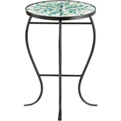 Teal Island Designs Modern Black Round Outdoor Accent Side Tables 14" Wide Set Of 2 Aqua Green Mosaic Tabletop Front Porch Patio Home House -VIDAXL Sale Store GUEST 2e807eb4 0936 4ae5 b7d5 34e7fc644695
