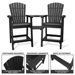Outdoor Bar Height Adirondack Chairs With Connecting Tray, Balcony Chairs Recycled Poly Adirondack For Deck, Outdoor Tall Adirondack Chairs -VIDAXL Sale Store GUEST 2eea3fe4 ac56 4be7 868a 88d393704bd0