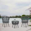 3pc Outdoor Wicker Conversation Set With Cushions - Dark Gray - GODEER
