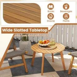 Tangkula Outdoor Acacia Wood Side Table Patio 24.5" Round End Table W/ Slatted Tabletop -VIDAXL Sale Store GUEST 30c5592a b53a 4445 a068 116c063966d2