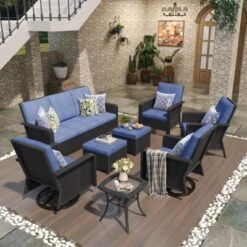 SUGOLD Hand Woven Wicker Patio Conversation Set With Blue Cushions -VIDAXL Sale Store GUEST 3169c35d e14c 4ba8 a528 58c8e271270f