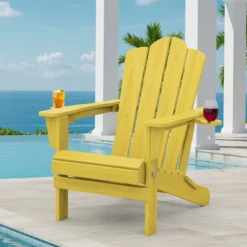 HYLEORY HDPE Folding Adirondack Chair With 2 Cup Holder - Composite Adirondack Chair -VIDAXL Sale Store GUEST 327c7ad4 42e8 4ad7 b07e dd3f78e32545