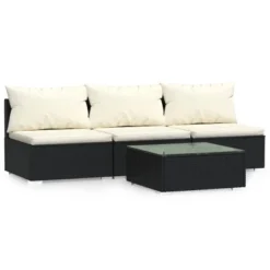 VidaXL Black Patio Furniture Poly Rattan - Cream Cushions - 3 Seats With Table - Middle Sofa -VIDAXL Sale Store GUEST 332ad8e0 e885 49c8 8fe0 85b6f75ce48b