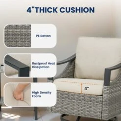 Buenhomino 3 PCS Patio Furniture Set Swivel Rocking Chairs Set Of 2 With Glass Top Side Table -VIDAXL Sale Store GUEST 3378ed32 bc9f 4224 9e0b 5d9f5f28b022