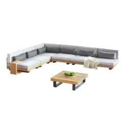 Decksplore 8PCS L-Shaped Sofa With Dining Table, Outdoor Teak Wood Sofa 17 Decksplore 8PCS L-Shaped Sofa With Dining Table, Outdoor Teak Wood Sofa -VIDAXL Sale Store GUEST 337da795 042b 4954 938a f4e42044dd53