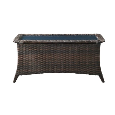 Belord Wicker Outdoor Coffee Table With Tempered Glass Top, 46.5" Wide Rattan Rectangular Coffee Table 6 Belord Wicker Outdoor Coffee Table With Tempered Glass Top, 46.5" Wide Rattan Rectangular Coffee Table - Image 6
