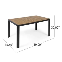 Outdoor Patio Dining Table With Slatted Wood Top And Black Metal Frame, Modern Rectangular Table For Balcony, Garden, Or Backyard-Maison Boucle 9 Outdoor Patio Dining Table With Slatted Wood Top And Black Metal Frame, Modern Rectangular Table For Balcony, Garden, Or Backyard-Maison Boucle -VIDAXL Sale Store GUEST 33ef2546 f0eb 42e7 8d65 2897a8974c9c