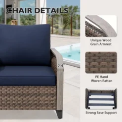 EAGLE PEAK Wicker Patio Conversation Set, 2 Chairs, 3-Seat Loveseat And 2 Ottomans, 5 Pieces -VIDAXL Sale Store GUEST 3422d459 190c 4795 bf2d 1a90d1596fc0