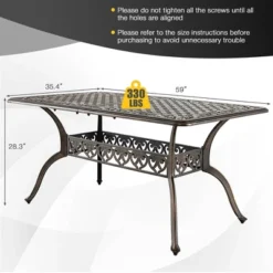 Costway 59'' Outdoor Dining Table All-Weather Cast Aluminum Umbrella Hole 6 Person Bronze -VIDAXL Sale Store GUEST 345ceb94 579b 412f a43c a60911de2fbd
