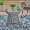 Milan Faux Rattan Side Table - Gray/White - Christopher Knight Home -VIDAXL Sale Store GUEST 3541d077 2e91 4b42 800d 59f36fdbf8e7