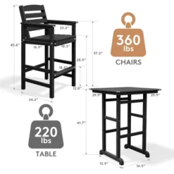 Hyleory 3-Piece HDPE Outdoor Patio Bar Set With Bar Stools -VIDAXL Sale Store GUEST 358a33ec 85d3 4015 8666 c06aa16e45ef