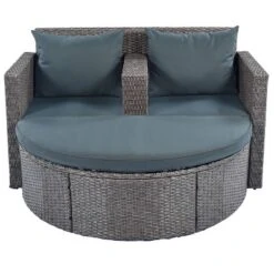 2pc Outdoor Wicker Conversation Sectional Set With Cushions & Half-Moon Side Table For Umbrella - Gray - GODEER 21 2pc Outdoor Wicker Conversation Sectional Set With Cushions & Half-Moon Side Table For Umbrella - Gray - GODEER -VIDAXL Sale Store GUEST 3680463a 8551 49e0 b178 c97a4e008ce3