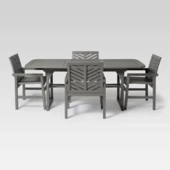 Featured Products 13 5pc Slatted Extendable Acacia Wood Patio Dining Set - Saracina Home