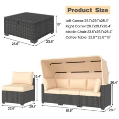 Garvee 6-Piece Outdoor Patio Furniture Set With Modern Rattan Wicker, Rattan Daybed With Retractable Canopy For Garden, Deck, And Backyard -VIDAXL Sale Store GUEST 38027c2b 75d1 44ec 9c3f 413a6fddb67f