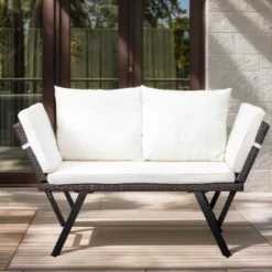 Karl Home | Convertible Outdoor Wicker Sofa With White Cushions And Pillows 9 Karl Home | Convertible Outdoor Wicker Sofa With White Cushions And Pillows -VIDAXL Sale Store GUEST 38855527 fdac 4bc7 b3a8 38896cbef9ed