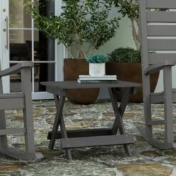 Merrick Lane Outdoor Folding Side Table, Portable All-Weather HDPE Adirondack Side Table