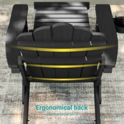 Sonkuki 2-Piece Folding Adirondack Chair With Retractable Ottoman, Fire Pit Patio Chair With Cup Holder Lawn Outdoor Lounge Chair -VIDAXL Sale Store GUEST 3a4f2e91 bce1 4568 b4f7 40e5900cd005