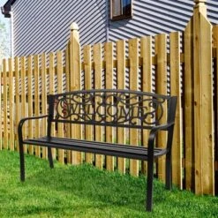 Karl Home | 47 In. Black Iron Outdoor Bench -VIDAXL Sale Store GUEST 3aedf9c8 fb9e 4b58 b198 ab2750edf986