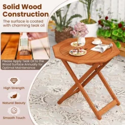 Costway 1/2 PCS Outdoor Patio Folding Wood Dining Table For 4 With 2" Umbrella Hole For Garden -VIDAXL Sale Store GUEST 3b20d45f 7492 444f be1e bdb2e4d90986