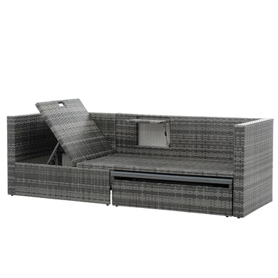 ELJGET 5-Piece Outdoor Patio Furniture Sets, Outdoor Wicker Sectional Sets With Storage Table, Cushions And Pillows For Garden, Balcony, Lawn 6 ELJGET 5-Piece Outdoor Patio Furniture Sets, Outdoor Wicker Sectional Sets With Storage Table, Cushions And Pillows For Garden, Balcony, Lawn - Image 6