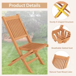 Tangkula Set Of 3 Outdoor Indonesia Teak Wood Bistro Dining Set Folding Chair & Table Slatted Patio -VIDAXL Sale Store GUEST 3bd64faa ede0 4767 aab3 e7b5f07ce419