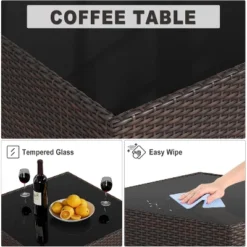 8-Piece Outdoor Patio Furniture Set, Modular Pe Rattan Wicker Sectional Sofa With Glaass Top Table For Garden And Backyard, All-Weather Design, Beige -VIDAXL Sale Store GUEST 3d204272 4eb1 40d3 97fd bf095158e3fd