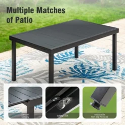 Captiva Designs 9pc Patio Dining Black Expandable Steel Rectangle Table & Foldable Padded Sling Chairs -VIDAXL Sale Store GUEST 3d6c3e51 7b95 49d0 8def fd650dde49b0