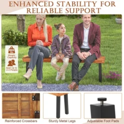 Tangkula Outdoor Acacia Wood Benches Set Of 2 W/ Slatted Top & Flared Metal Legs -VIDAXL Sale Store GUEST 3da9227c 723f 4245 9377 fff2485d468c