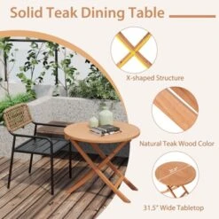 Tangkula Set Of 3 Outdoor Indonesia Teak Wood Bistro Dining Set Folding Chair & Table Slatted Patio -VIDAXL Sale Store GUEST 3dc42c43 94c2 4340 b44f 9c0f36d6da3c