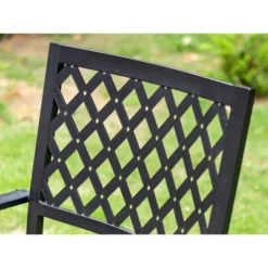 7pc Outdoor Rectangular Table & 6 Chairs With Grid Design - Black - Captiva Designs -VIDAXL Sale Store GUEST 3dd4c855 106f 41d5 9ba9 aef614e8d3ef