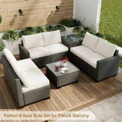 Garvee Outdoor Patio Furniture Set, 8 Piece Patio Rattan Sectional Couch Set,Wicker Patio Conversation Sets With With Storage Box & Glass Top Table 11 Garvee Outdoor Patio Furniture Set, 8 Piece Patio Rattan Sectional Couch Set,Wicker Patio Conversation Sets With With Storage Box & Glass Top Table -VIDAXL Sale Store GUEST 3e8c6980 fef0 454e b6b1 559c14e85799