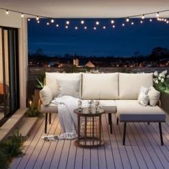 3-Piece Outdoor Sectional Sofa Set, L-Shaped Waterproof Wicker Furniture With Cushions & Glass Side Table For Porch, Pool Or Backyard -VIDAXL Sale Store GUEST 3ea8d298 f006 446a 80d2 9a4996351646