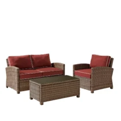 Bradenton 3pc Outdoor Conversation Set With Loveseat & Armchair With Coffee Table - Crosley -VIDAXL Sale Store GUEST 40755c45 5626 42a7 9fb2 99dee0865521