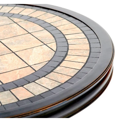 Tile Top Round Outdoor Table - Bronze - WELLFOR 6 Tile Top Round Outdoor Table - Bronze - WELLFOR - Image 6