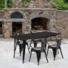 Emma And Oliver Commercial Grade Rectangular Black Metal Indoor-Outdoor Table Set-4 Arm Chairs -VIDAXL Sale Store GUEST 4190089b cd87 405d 9dad 608bb4124a1a