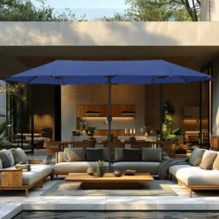 Captiva Designs 8pc Patio Dining Set With Rectangular Steel Table & Padded Sling Swivel Chairs & Market Umbrella -VIDAXL Sale Store GUEST 4288974c caea 45d5 96da ba7101b8b37d