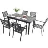 7PC Metal Patio Dining Set With Rectangular Expandable Table & 6 Chairs - Captiva Designs -VIDAXL Sale Store GUEST 42a5eaba 215b 45ac 9331 ac2123c2094b