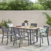Colfax 7pc Outdoor Aluminum Dining Set - Natural/Gray/Dark Gray - Christopher Knight Home -VIDAXL Sale Store GUEST 42dad106 63f1 4cb7 a36e afdce52fadd1