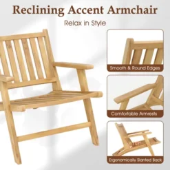 Tangkula 2PCS Teak Wood Outdoor Reclining Chair W/ Comfortable Backrest & Armrests -VIDAXL Sale Store GUEST 4439debd 68c5 4899 96fc 9d7262c08b87