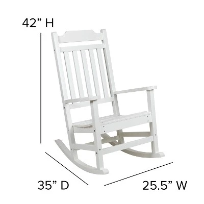 Emma And Oliver All-Weather Rocking Chair In Faux Wood - Patio And Backyard Furniture 3 Emma And Oliver All-Weather Rocking Chair In Faux Wood - Patio And Backyard Furniture - Image 3