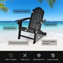 Tangkula Adirondack Chair Outdoor With Cup Holde Weather Resistant Lounger Chair For Backyard Garden Patio And Deck Black/Grey/Turquoise/White -VIDAXL Sale Store GUEST 44a97319 2808 41fc 8c4e 62dda55b3999