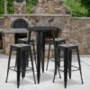 Flash Furniture Commercial Grade 24" Round Metal Indoor-Outdoor Bar Table Set With 4 Square Seat Backless Stools -VIDAXL Sale Store GUEST 44ad224e 76a9 46e5 94ad 109b1e81f6f3