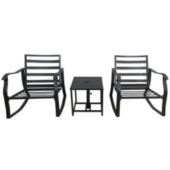 3pc Metal Outdoor Set With Rocker, Teapoy & Cushions - Black/Beige - GODEER 7 3pc Metal Outdoor Set With Rocker, Teapoy & Cushions - Black/Beige - GODEER -VIDAXL Sale Store GUEST 451187bf d5ed 46ae 93cb 6f1aca7a729d
