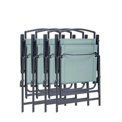 5pc Outdoor Steel Dining Set With Folding Chairs & Square Glass Table Top Green - Crestlive Products 2 5pc Outdoor Steel Dining Set With Folding Chairs & Square Glass Table Top Green - Crestlive Products - Image 2