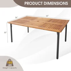 Costway Patio Rectangular Acacia Wood Dining Table With 1.9''Umbrella Hole Indoor&Outdoor -VIDAXL Sale Store GUEST 45979439 2e29 4920 a8c7 7f89add134ee
