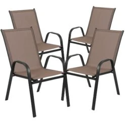 Emma And Oliver Five Piece Patio Dining Set - Square Table With Powder Coated Frame And Tempered Glass Top & 4 Flex Comfort Stack Chairs -VIDAXL Sale Store GUEST 459c04b1 1edd 452b ae1d e582f9af82be 1