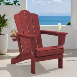 HYLEORY HDPE Folding Adirondack Chair With 2 Cup Holder - Composite Adirondack Chair -VIDAXL Sale Store GUEST 4617934e de03 49ea a05f 37c5b39004c7