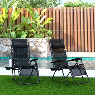 Merrick Lane Set Of 2 Folding Mesh Upholstered Zero Gravity Chair With Removable Pillow And Cupholder Tray 1 Merrick Lane Set Of 2 Folding Mesh Upholstered Zero Gravity Chair With Removable Pillow And Cupholder Tray