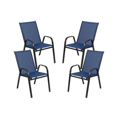 Emma And Oliver 4 Pack Outdoor Stack Chair With Flex Comfort Material - Patio Stack Chair 15 Emma And Oliver 4 Pack Outdoor Stack Chair With Flex Comfort Material - Patio Stack Chair - Image 15